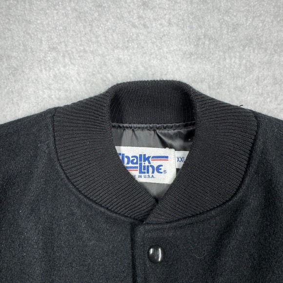 Vintage Colorado Rockies Chalk Line Snap Wool Bomber Jacket Black Men's Size XXL - Picture 2 of 13